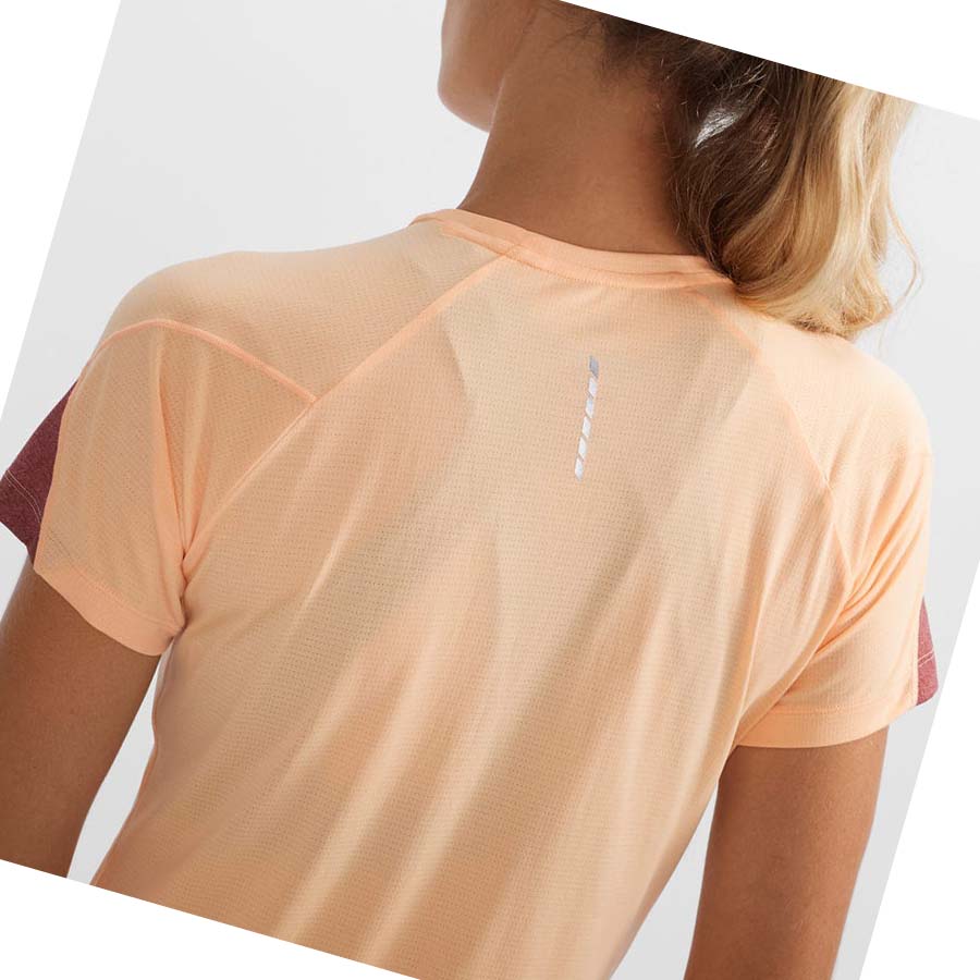 Camiseta Salomon CROSS RUN Mujer Beige | MX 2544XYU